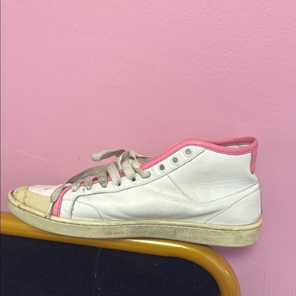 Saint Laurent White and Pink High-Tops - Picture 3 of 8